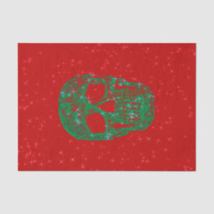 Papel De Seda Navidades Skull Pop Arte Rojo Purpurina Verde Colo