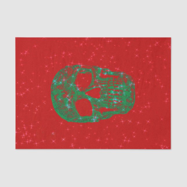 Papel De Seda Navidades Skull Pop Arte Rojo Purpurina Verde Colo (Anverso)