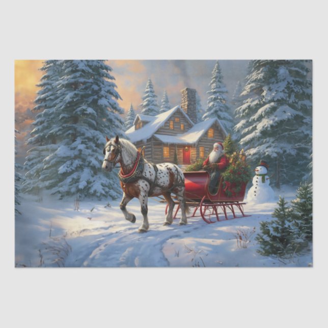 Papel De Seda Navidades Sleigh Santa (Anverso)