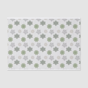 Papel De Seda Navidades Snowflakes Green Gold