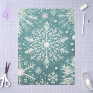 Papel De Seda Navidades Snowflakes Nieva Decoración Blanca Verde