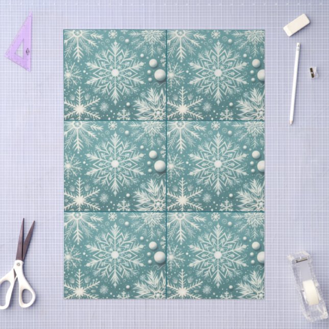 Papel De Seda Navidades Snowflakes Nieva Decoración Blanca Verde (Artesanía)