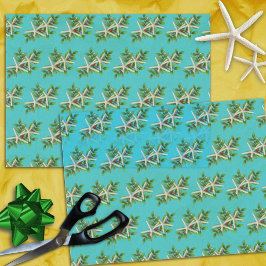 Papel De Seda Navidades Starfish en Holly Aqua Blue