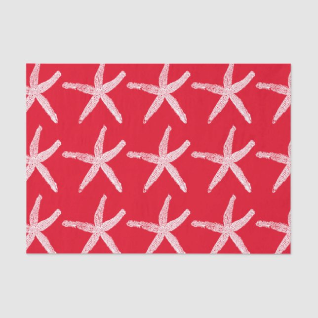 Papel De Seda Navidades Starfish Pattern Red White 2020 (Anverso)
