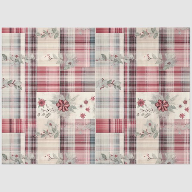 Papel De Seda Navidades Tartán Floral Design Series #23 (Anverso)