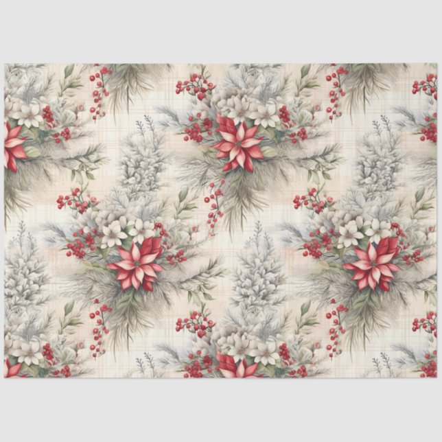 Papel De Seda Navidades Tartán Floral Design Series #6 (Anverso)