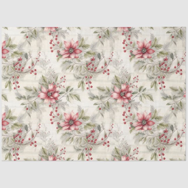 Papel De Seda Navidades Tartán Floral Design Series #7 (Anverso)