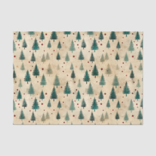 Papel De Seda Navidades Tartán y árboles sin mar