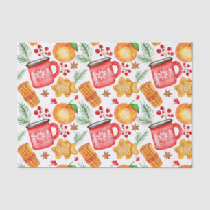 Papel De Seda Navidades tazas de chocolate caliente y cookies
