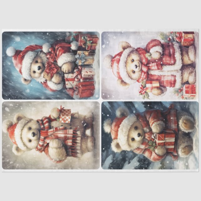 Papel De Seda Navidades Teddy Bear (Anverso)