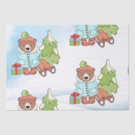 Papel De Seda Navidades Teddy Bear Pareja con Regalo