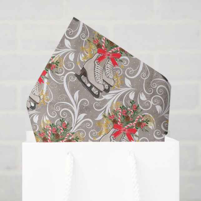 Papel De Seda Navidades Tejido acuático de patinaje sobre hielo  (Bolsa de regalo)