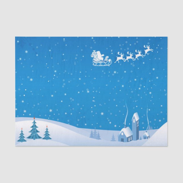 Papel De Seda Navidades Tejido de papel/Santa y Sleigh (Anverso)