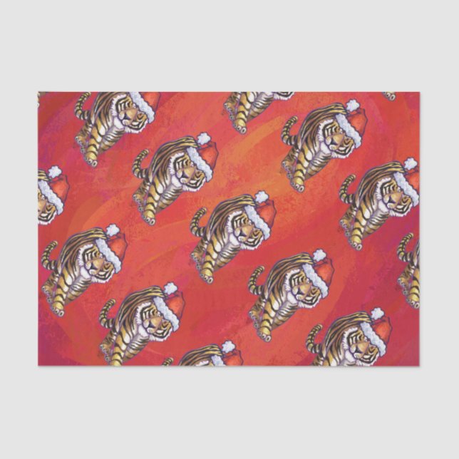 Papel De Seda Navidades tigres en rojo (Anverso)