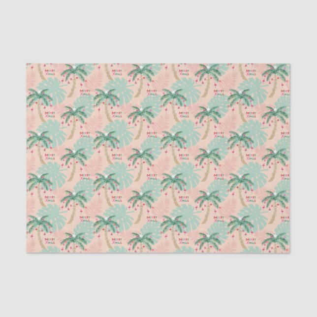 Papel De Seda Navidades tropicales Palm Tree Merry Xmas Decoupag (Anverso)