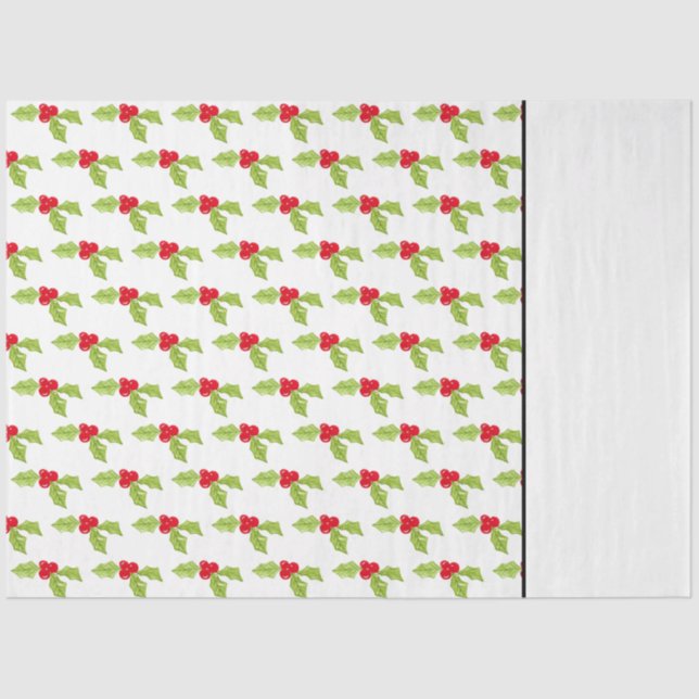 Papel De Seda Navidades Vacaciones Festividad Holly Patrón de do (Anverso)