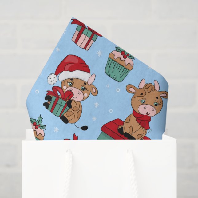 Papel De Seda Navidades vacas vacas vacas vacacionales Patrón in (Bolsa de regalo)