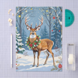 Papel De Seda Navidades venados en un bosque de invierno festivo