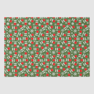Papel De Seda Navidades verdes de bolas de póllebol rojo Ho Ho H