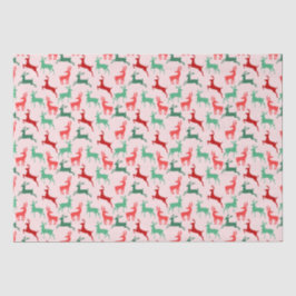 Papel De Seda Navidades verdes rojos Patrón de renos rosado