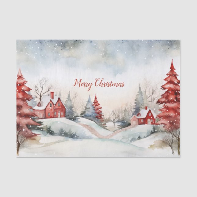 Papel De Seda Navidades verdes rojos Pine Treds Woodlands (Anverso)