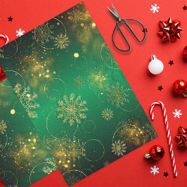 Papel De Seda Navidades Verdes Y Oro Wind Wonderland