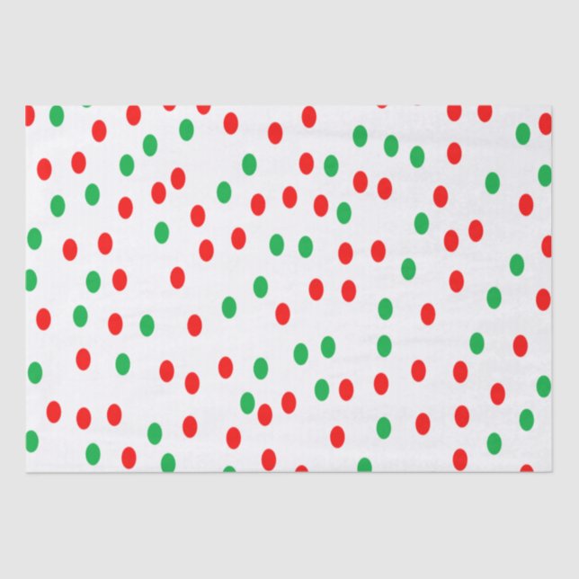 Papel De Seda Navidades verdes y rojos con puntos de polka (Anverso)