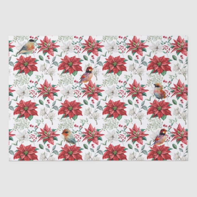 Papel De Seda Navidades vibran acuarelas flores, hojas (Anverso)