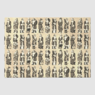 Papel De Seda Navidades victorianos de época Patrón Beige-Santa