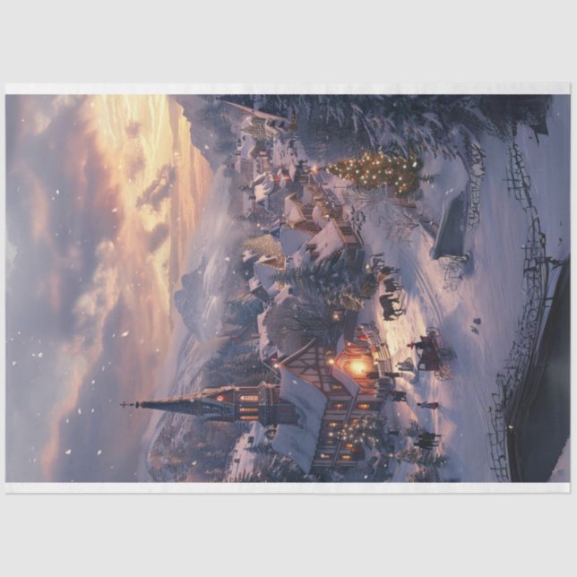 Papel De Seda Navidades Village Winter Wonderland #3 Decoupage (Anverso)