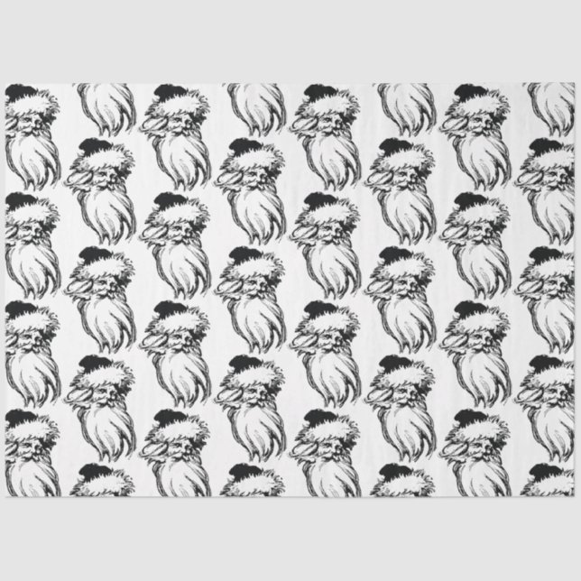 Papel De Seda Navidades Viñeta Santa Blanca Negra (Anverso)