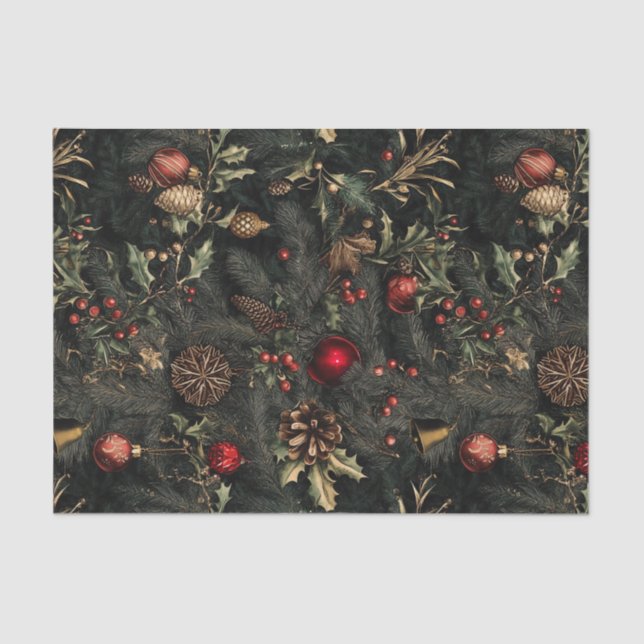 Papel De Seda Navidades Vintage Dark y Moody (Anverso)