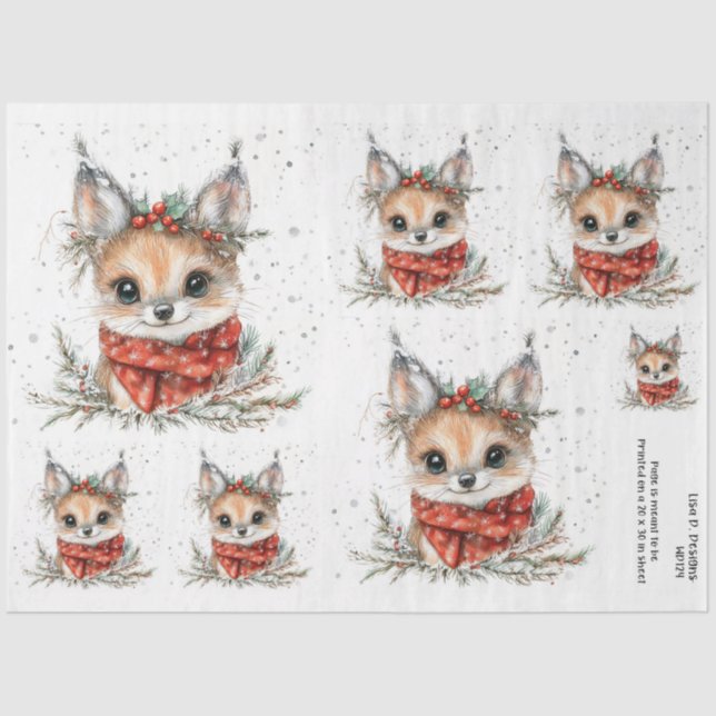 Papel De Seda Navidades Woodland Fox y Foliage (Anverso)