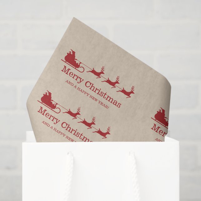 Papel De Seda Navidades Y Personalizados De Santa Sleigh Rojo Y  (Bolsa de regalo)