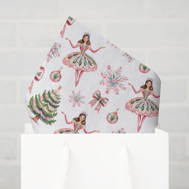 Papel de seda navideño bailarina rosa caprichosa (Bolsa de regalo)