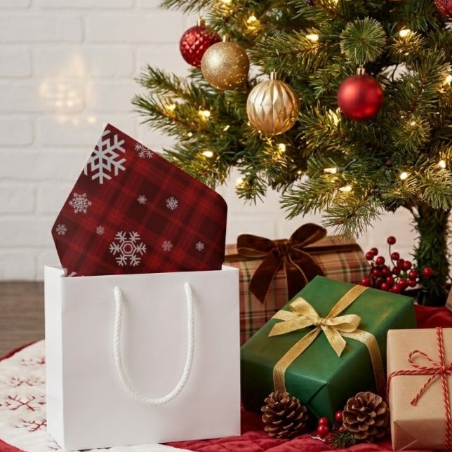 Papel de seda navideño con copos de nieve en cuadr (Subido por el creador)