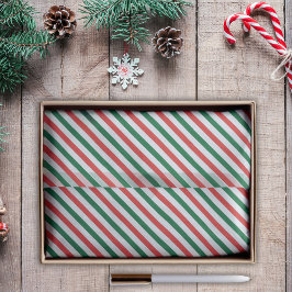 Papel de seda navideño con rayas de menta y bastón