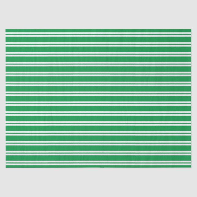 Papel de seda navideño con rayas verdes festivas (Anverso)