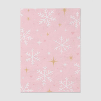 Papel de seda navideño copo de nieve rosa y destel