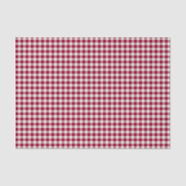 Papel De Seda Navideño Cuadro de Gingham Rojo Arándano Rústico F (Anverso)