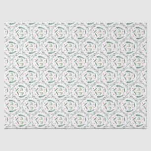 Papel de seda navideño de bayas y ramas de inviern