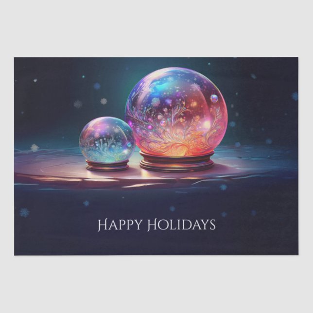 Papel de seda navideño de bolas de nieve de crista (Anverso)