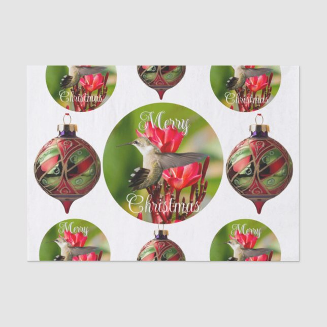 Papel de seda navideño de colibrí (Anverso)