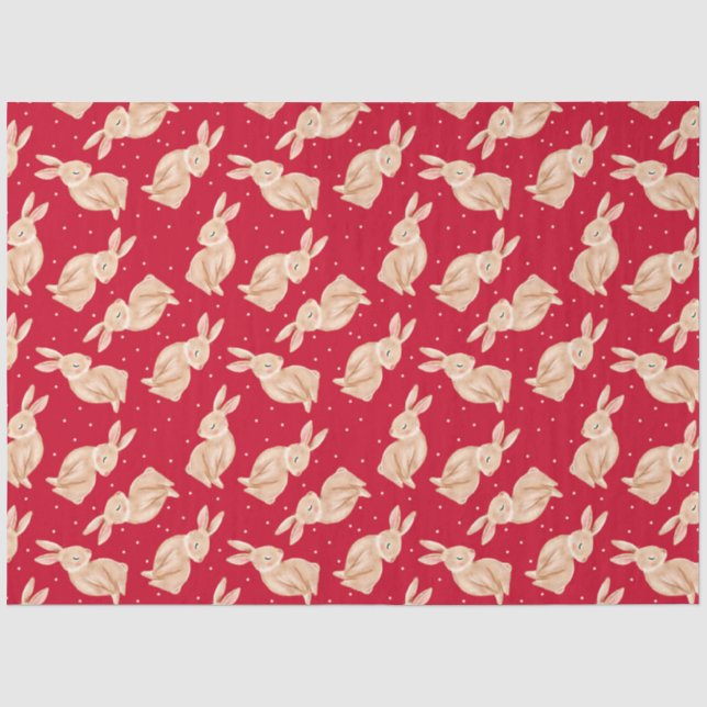 Papel de seda navideño de conejo Bunny lindo (Anverso)
