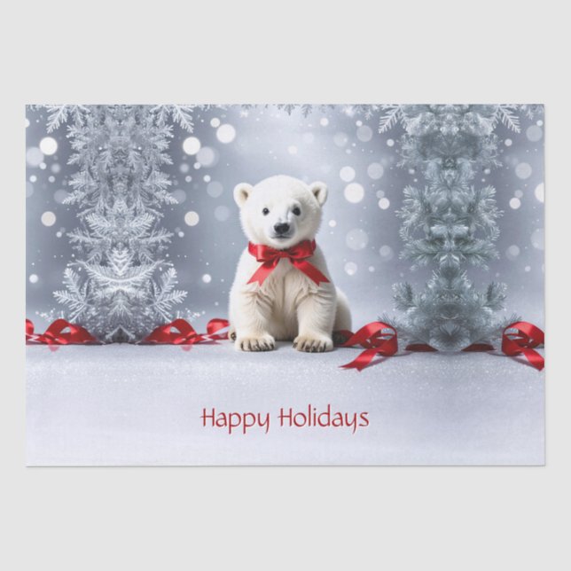 Papel de seda navideño de oso polar (Anverso)
