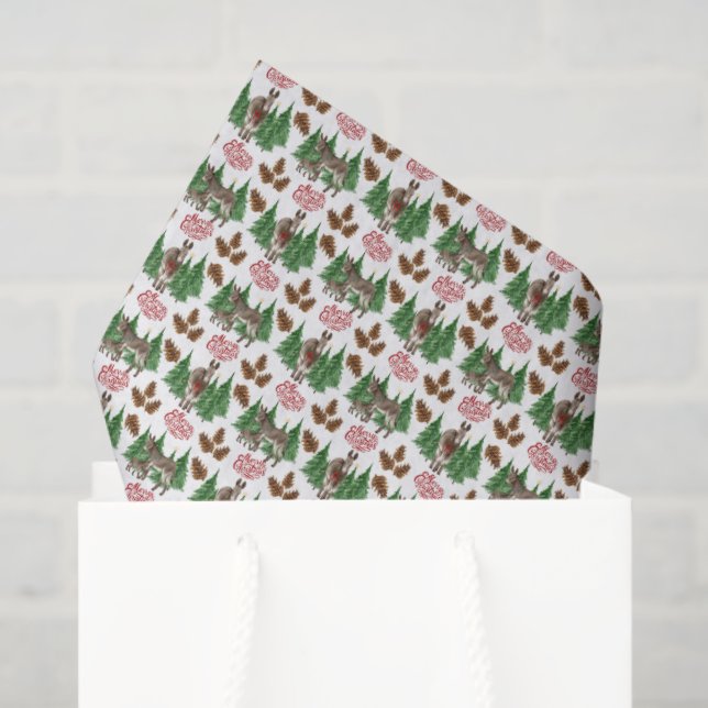 Papel de seda navideño para burro rústico (Bolsa de regalo)