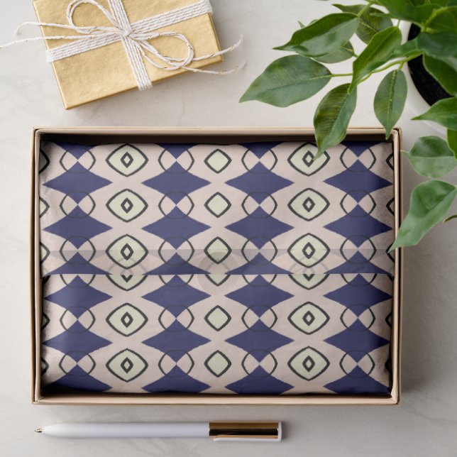 Papel De Seda navie azul Patrón Tribal (Regalo )
