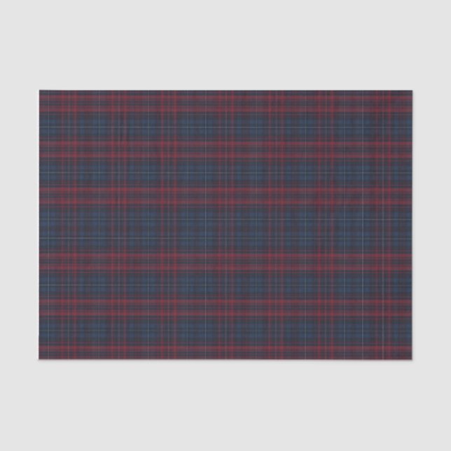 Papel De Seda Navy Blue and Burgundy Plaid Tissue Paper (Anverso)