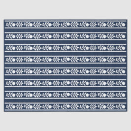 Papel De Seda Navy Blue Bone Inlay Floral Border Decoupage Paper