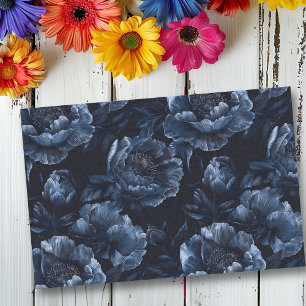 Papel De Seda Navy Blue Large Peonies